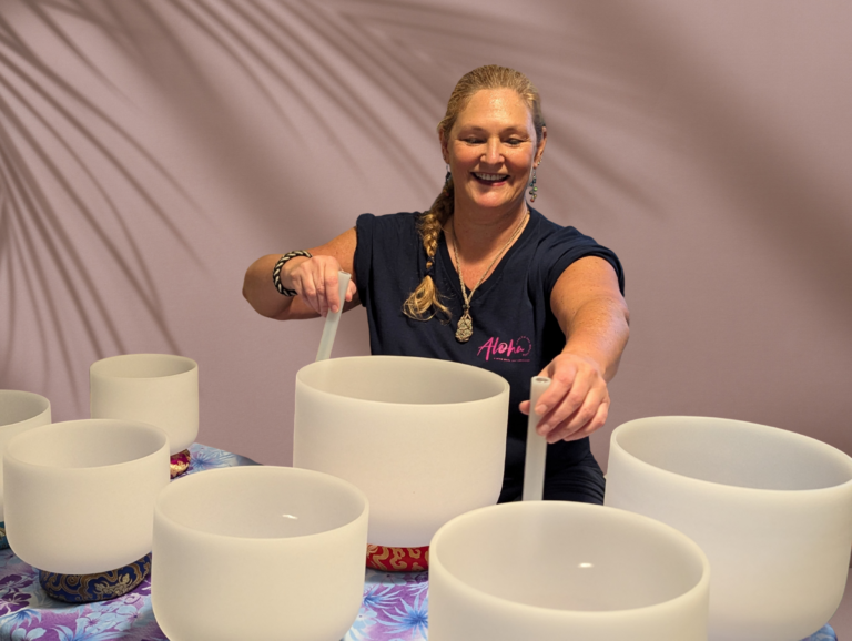 Veronica Paduch leading a crystal singing bowl sound healing experience in Paramus NJ
